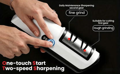Electric Knife Sharpener USB Rechargeable Professional Knife Grinder & Polisher – Fast Sharpening for Chef Knives, Fruit Knives & Kitchen Blades, Portable Cordless Design for Home & Outdoor Use