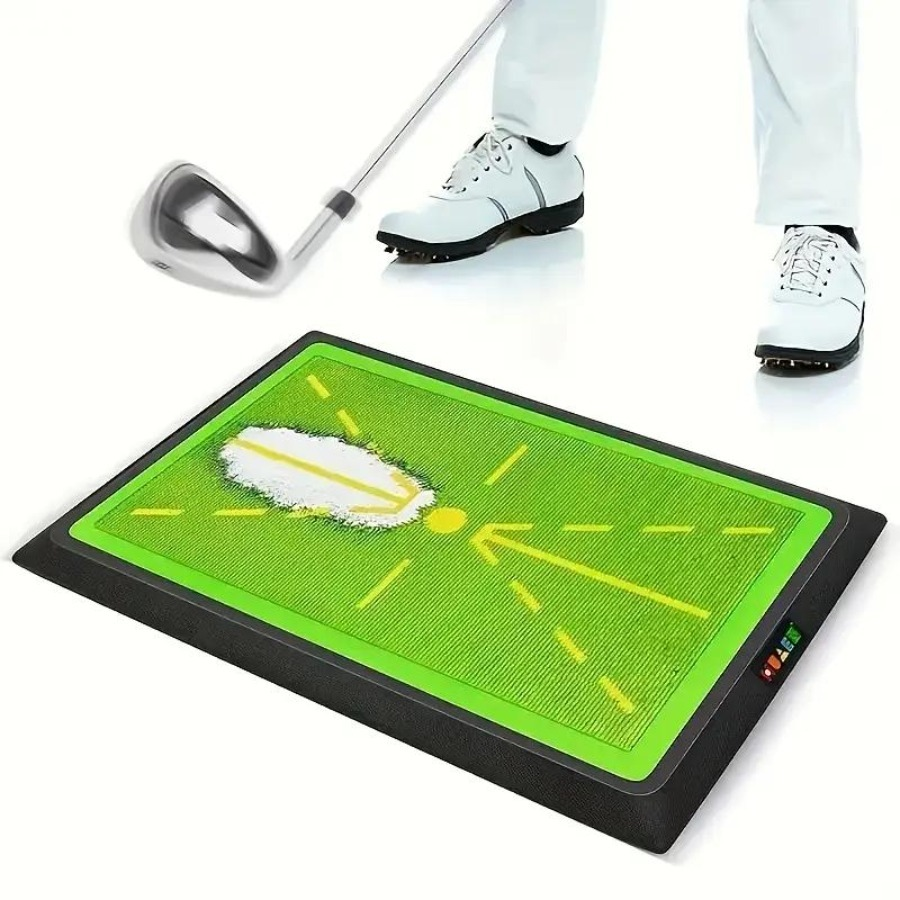 Golf Swing Training Mat with Ball Impact Path Feedback – Anti-Slip PP Base, Color-Change Swing Indicator, SBR Shock Absorption for Indoor & Outdoor Practice
