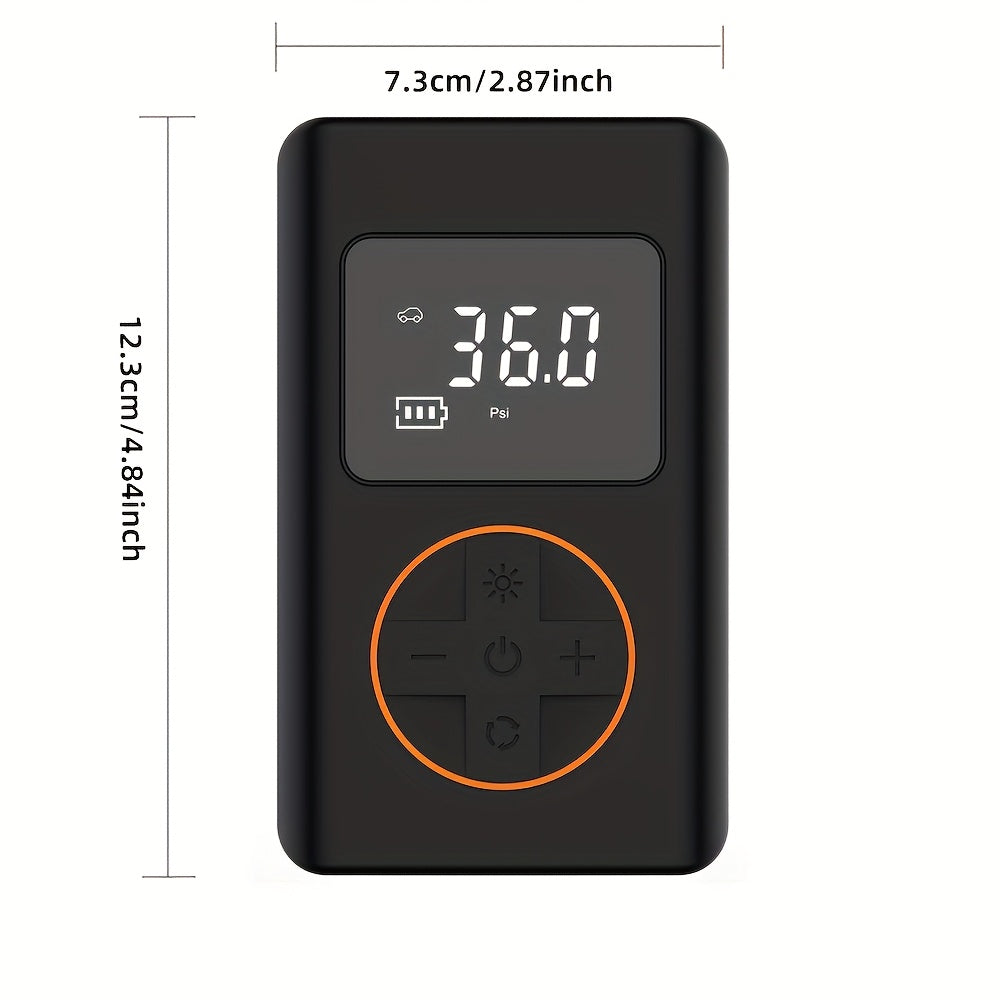 Portable Air Compressor for Tire Inflation Featuring an Automatic Shut-Off, Capable of 150PSI. This Car Tire Pump Comes with a Digital Pressure Gauge And LED Light, Powered by a Rechargeable Lithium Battery, And Is Ideal for Car Tires, Motorcycles
