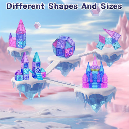Magnetic Tiles Diamond Princess Ice Castle Theme 114 Pieces – STEM Building Set for Girls, Sparkling Magnetic Sheets for Creative Castle Play, Birthday Gift for Girls Ages 4 5 6 7