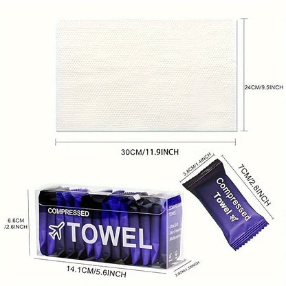 Compressed Towel Tablets 28 Pack - Disposable Magic Coin Tissue, Expandable Face Towel 11.8x9.4 Inch, Individually Wrapped Portable Paper Towel for Travel Camping Hiking Sport Gym Outdoor Emergency