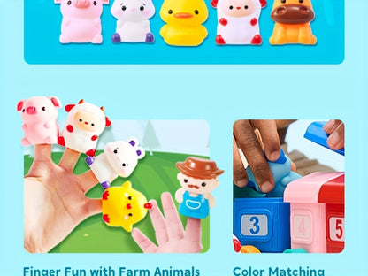 Farm Number Train Learning Toy for Toddlers with 9 Farm Animals & Farmer – Counting Sorting Matching Educational Train Set for Baby Boys Girls Ages 1-3 Birthday Christmas Gift