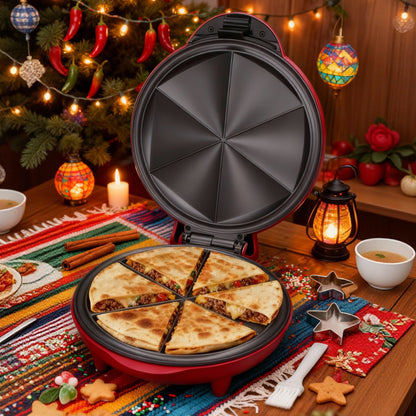 Electric Quesadilla Maker 9.5 Inch – Grilled Cheese Machine, Extra Stuffing Capacity, Easy 6-Wedge Slice, Non-Slip Feet | Also Available as 12 Inch Pizza Maker