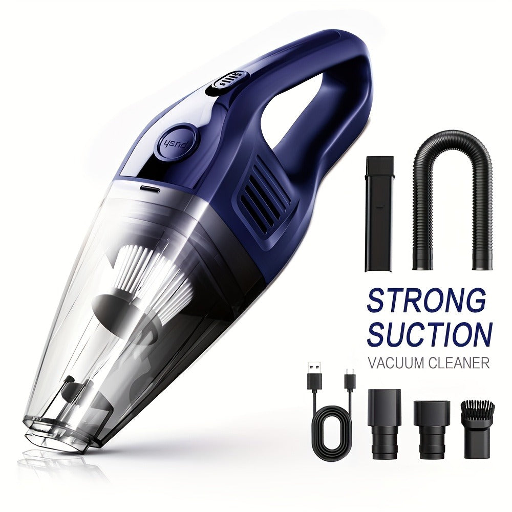 Handheld Cordless Vacuum Cleaner with Powerful Suction – Portable USB Rechargeable Mini Vacuum with Multiple Accessories for Car, Home, Office & Tight Spaces