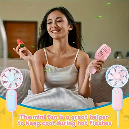 Mini Handheld Fan Bulk 12 Pack | Portable Neck & Wrist Personal Fan, USB Rechargeable, Lightweight Cute Design for Wedding Favors, Festival Party, Travel, Camping & Office Giveaways – Type A & B