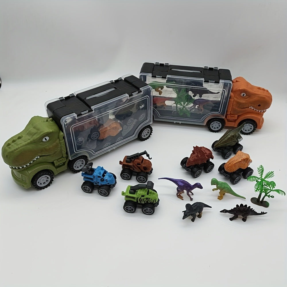 T-Rex Dinosaur Car Playset for Kids – Large Dino Truck with Mini Dinosaur Cars Figures & Accessories, Boys Dino Vehicle Toy Birthday Gift Ages 3 4 5 6