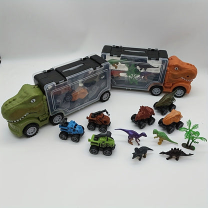 T-Rex Dinosaur Car Playset for Kids – Large Dino Truck with Mini Dinosaur Cars Figures & Accessories, Boys Dino Vehicle Toy Birthday Gift Ages 3 4 5 6