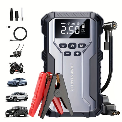 Car Jump Starter with Air Compressor 150PSI – 7-in-1 Portable Emergency Battery Booster Pack for Gas & Diesel Engines, Digital Display, 12V Vehicle Jump Start Power Bank