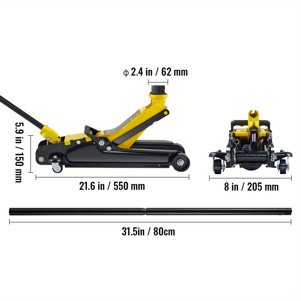 Happybuy Ground Lift, 2.5 Ton Compact Alloy Steel Sport Elevator, Single Cylinder Elevating Pump, Elevation Range 3.35"-14.96"