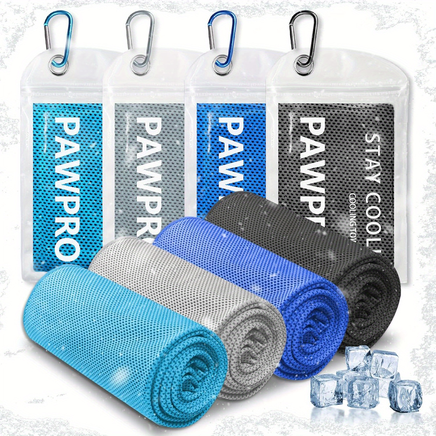 Neck Cooling Towels 8-Pack – Soft Breathable Sport Towels for Neck & Face with Carabiner Clips & Carry Bag, Multi-Color Chilling Towels for Running, Yoga, Climbing, Gym & Travel