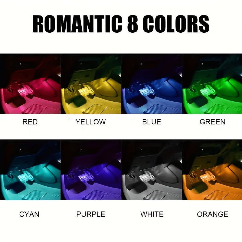 4pcs RGB LED Car Lights, 48 LEDs Interior Car Lights With Smart App Control, Multicolor Music Car Strip Light, Under Dash Lighting Kit For Car Truck SUV, Without Battery