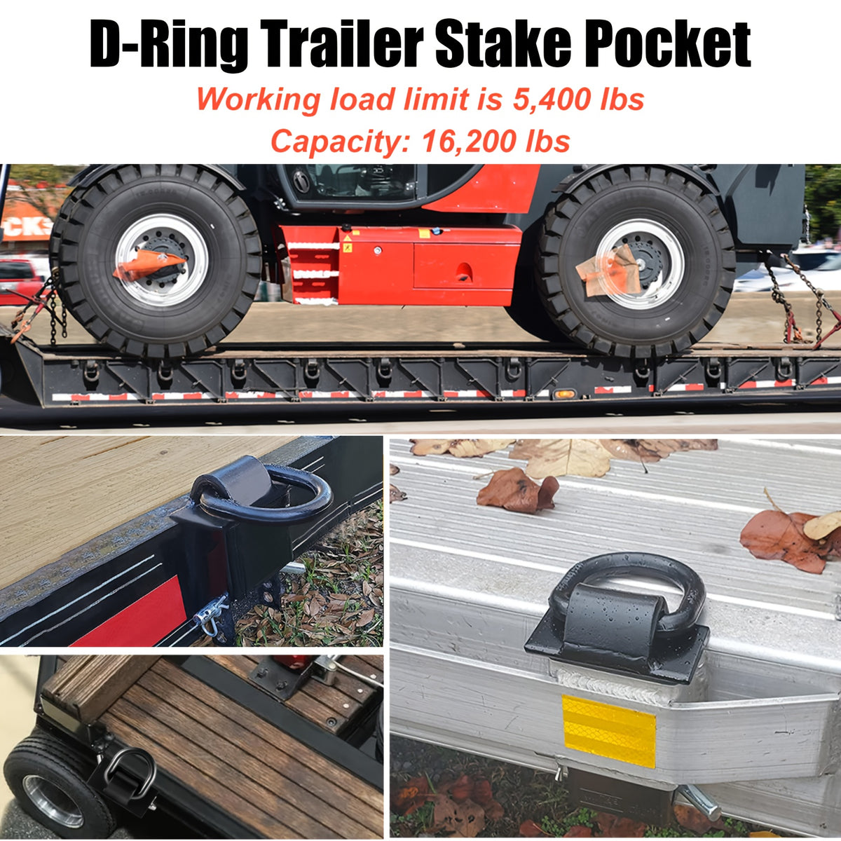 4/6/8/12/16 Pack 16200lbs Adjustable Heavy Duty Stakes, Stainless Steel Heavy-Duty Adjustable Stake Pocket D-Ring - 16200lbs Capacity, 4 Pin Holes For Precision Fit, Removable Stake Pocket D-Ring Tie Downs Utility For Flatbed Trucks Trailers