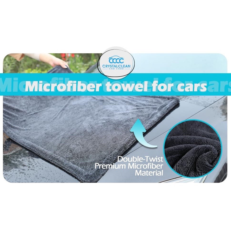 Extra Large Pack of 2 Double Twisted Loop Quick-Drying Towel | 24X36 Inches 1400GSM And 12X12 Inches | High Absorbency | Leaving No Streaks | Designed for Car Detailing