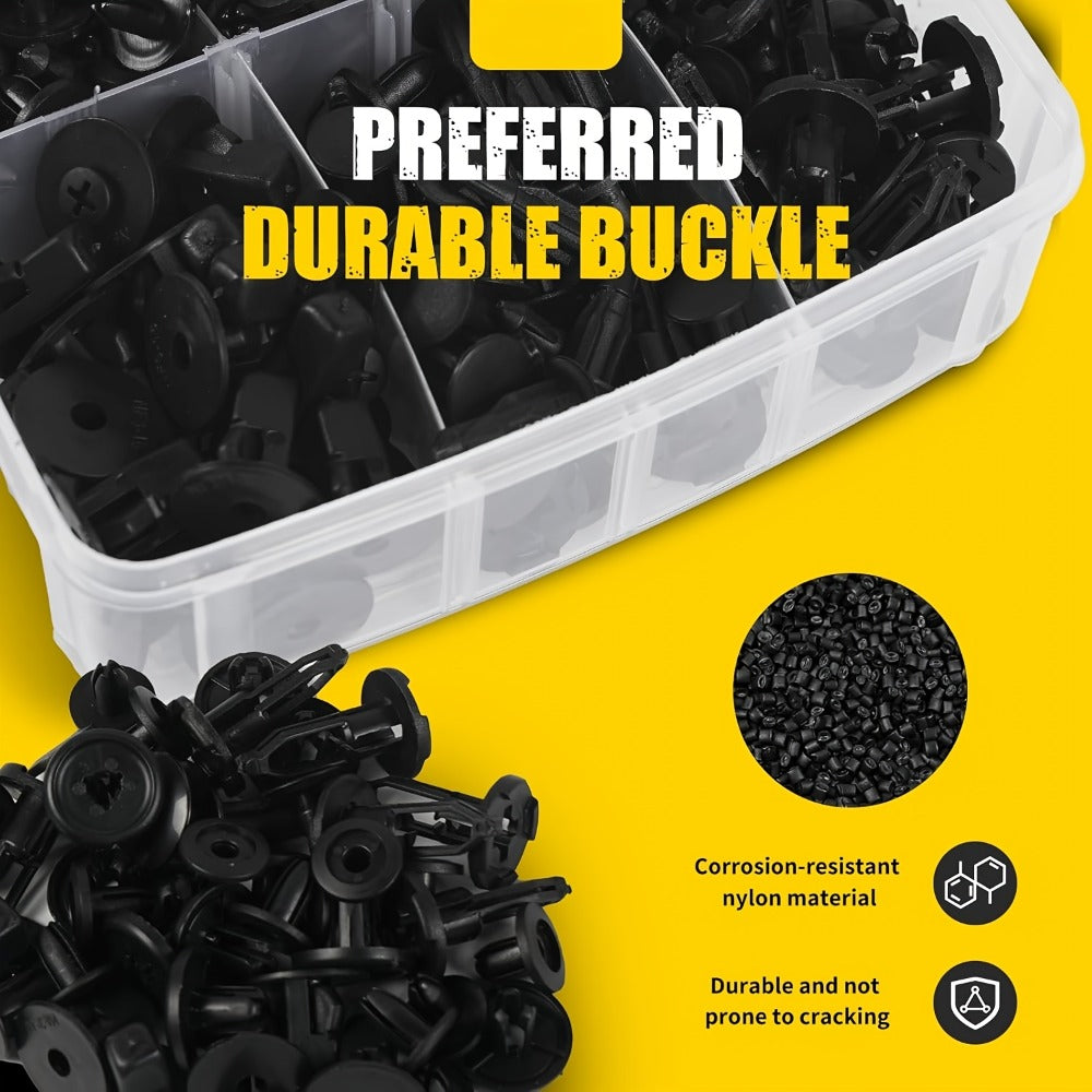 Car Push Retainer Clips Assortment Kit - 16 Sizes Nylon Bumper Fender Plastic Rivets & Auto Fasteners with Removal Tool & Cable Ties, Universal Fit for Most Vehicles (115 / 635 / 640 / 1290 Piece Set)