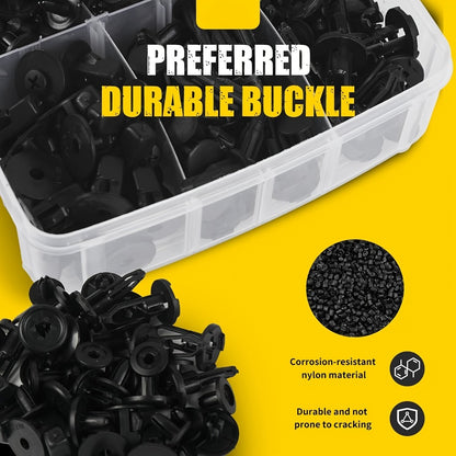 Car Push Retainer Clips Assortment Kit - 16 Sizes Nylon Bumper Fender Plastic Rivets & Auto Fasteners with Removal Tool & Cable Ties, Universal Fit for Most Vehicles (115 / 635 / 640 / 1290 Piece Set)