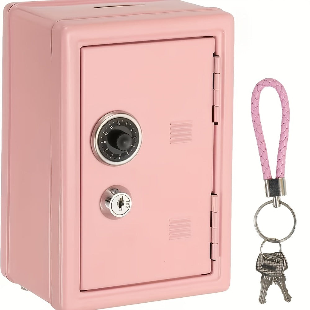 Metal Coin Bank Safe with Key and Combination Lock – Secure Steel Money Box with Removable Drawer, Coin Slot & Cash Storage for Home Office, Kids Gift