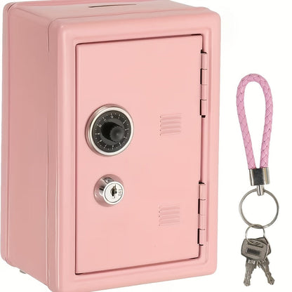 Metal Coin Bank Safe with Key and Combination Lock – Secure Steel Money Box with Removable Drawer, Coin Slot & Cash Storage for Home Office, Kids Gift
