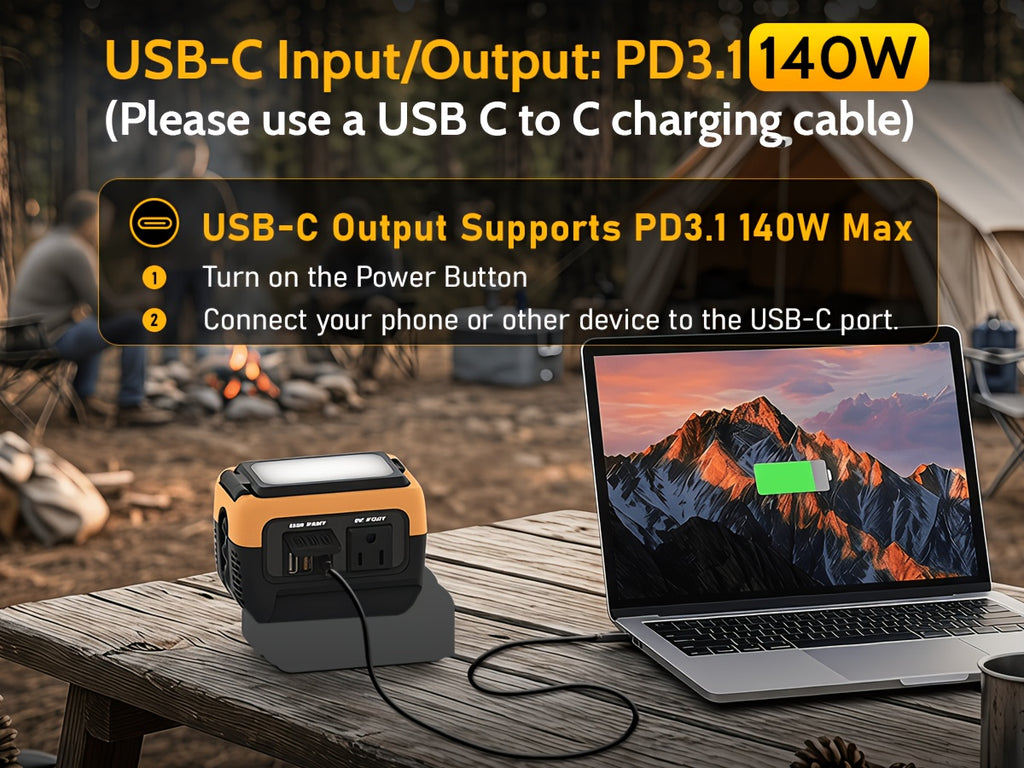 240W Power Inverter Pure Sine Wave, Compatible with De-Walt 20V Battery, Power Inverter Adapter, USB-C 140W Fast Battery Bidirectional Charger, 120V AC Outlets, 2 QC USB Ports(18W), 600LM LED, Summer Outdoor Camping Essentials(No Battery)