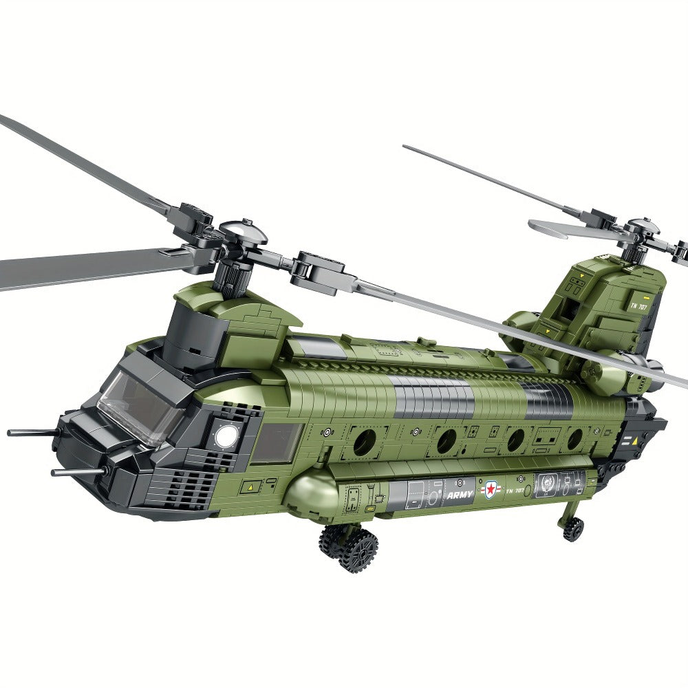 Chinook Helicopter Building Blocks Set 1622 Pcs – US Military CH-47 Transport Helicopter MOC Model Kit Adults Teens Aviation Military Fan Christmas Birthday Father's Day Gift