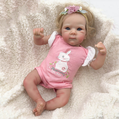 Reborn Baby Doll 16 Inch Handcrafted Newborn with Hand-Applied Eyelashes Rooted Hair Soft Cloth Body & Poseable Limbs – Includes Outfit Pacifier Diaper & Birth Certificate, Lifelike Girl Toy Gift Ages 3+ 42cm