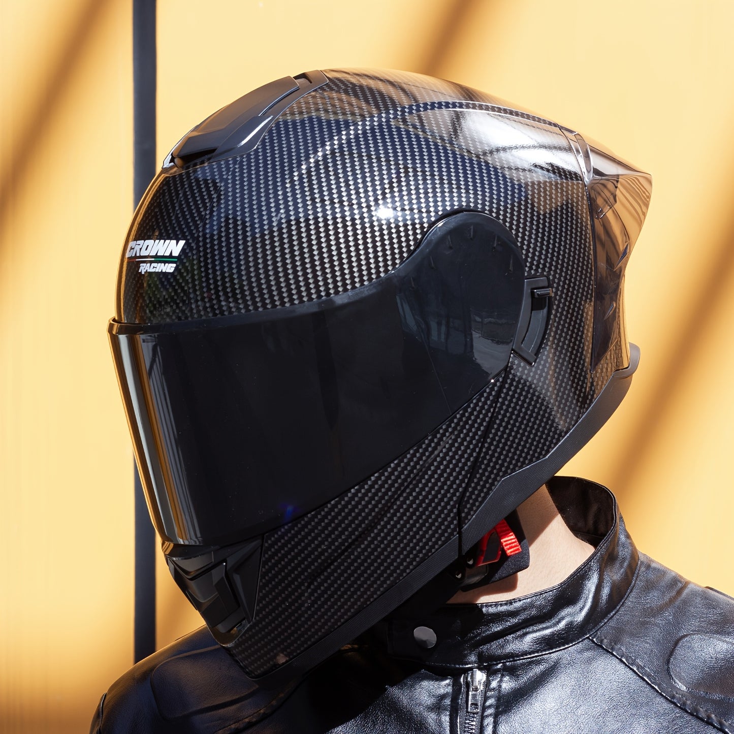 Motorcycle Helmets Modular Full Face Helmet Flip Up Carbon Fiber Pattern