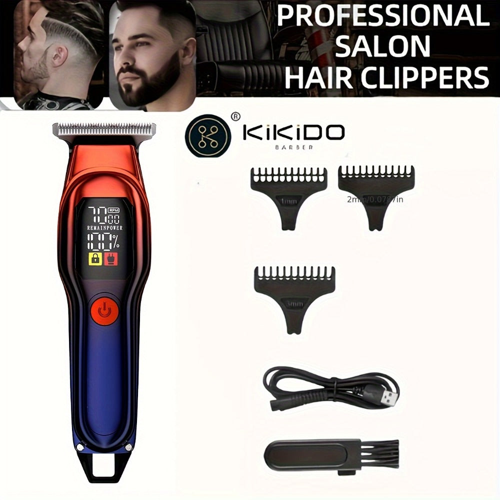 Electric Hair Clipper USB Rechargeable KK-A2 — Portable Trimmer with LED Display, 2-Speed Adjustable 0-100 RPM, Interchangeable Limit Comb, Fast Charging, Home & Travel Grooming for Men & Women