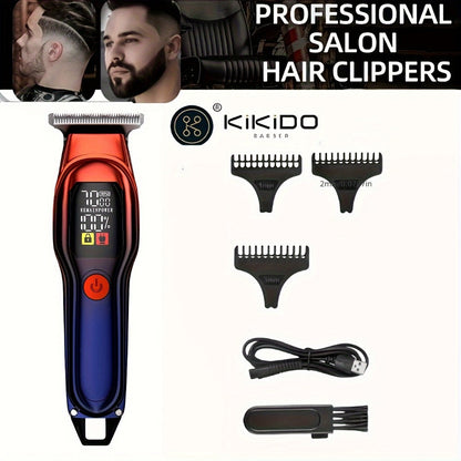 Electric Hair Clipper USB Rechargeable KK-A2 — Portable Trimmer with LED Display, 2-Speed Adjustable 0-100 RPM, Interchangeable Limit Comb, Fast Charging, Home & Travel Grooming for Men & Women