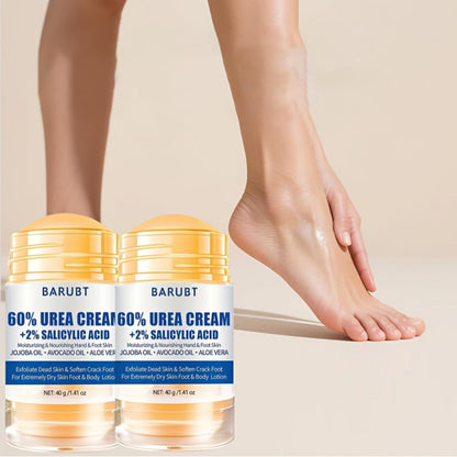 Cracked Heel Cream 2pcs – Salicylic Acid & Urea Foot Repair Cream with Aloe Vera Beeswax for Dry Feet Knees Elbows Hands | Deep Moisturizing Heel Balm Stick Unisex 40g