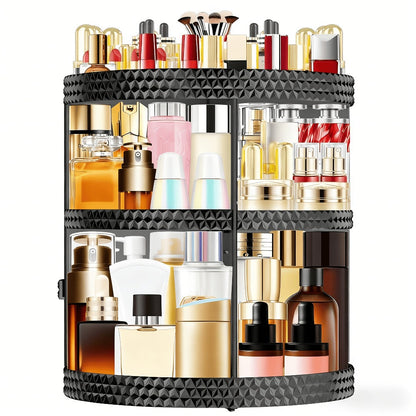 Rotating 360 Makeup Organizer Spinning Cosmetic Storage Display Rack 7 Adjustable Layers Large Capacity Skincare Holder for Vanity Countertop Bathroom Dresser White Blue Gray
