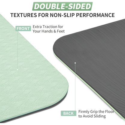 TPE Yoga Mat Non-Slip 72 x 24 Inch – Eco-Friendly Exercise Mat with Carrying Strap for Women & Men, Extra Thick Cushioning for Yoga, Pilates, Stretching & Floor Workouts