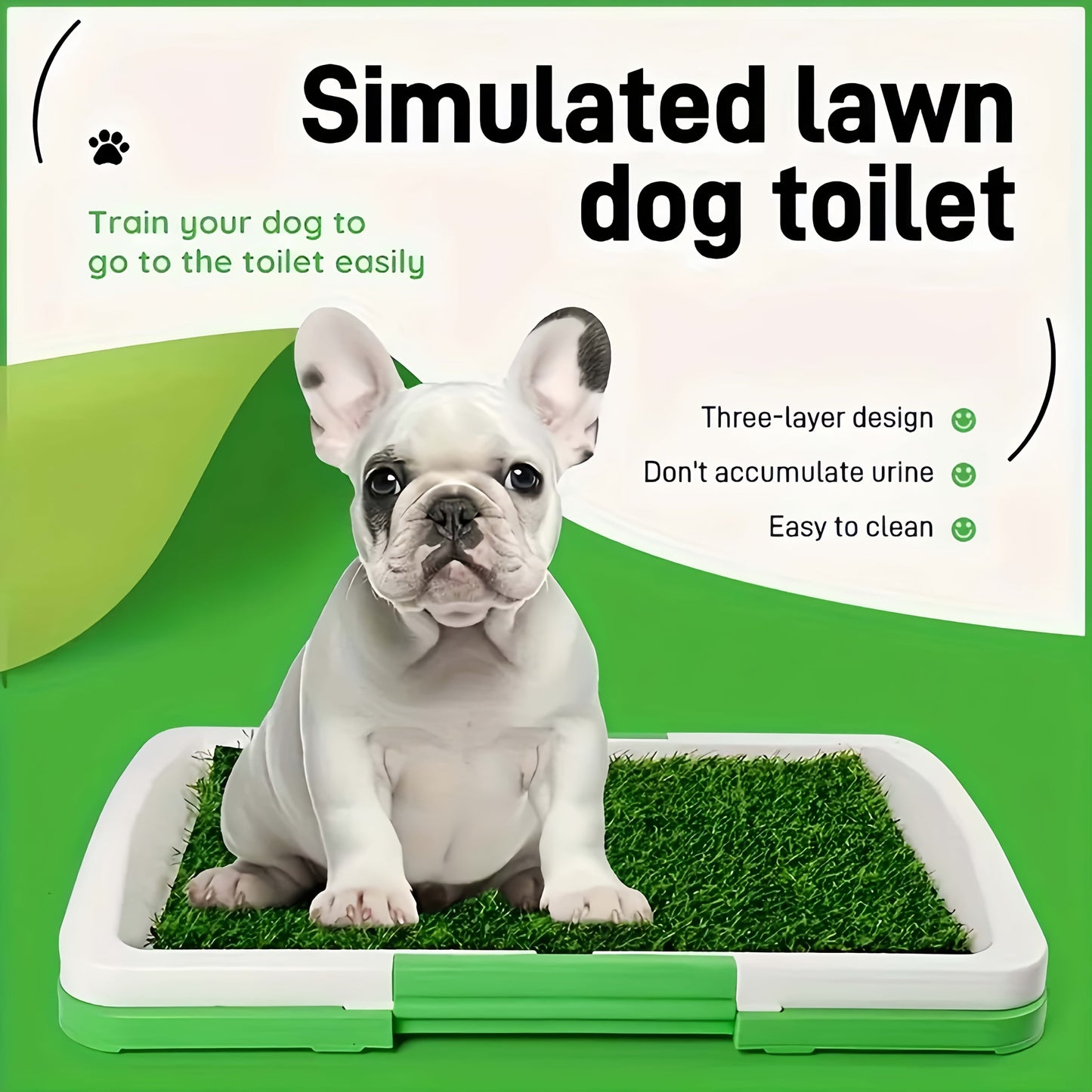 Artificial Grass Dog Potty Training Mat with Tray – Non-Slip Splash-Proof Indoor Puppy Toilet, Odor-Free 3-Layer Design, 18x12 Inch for Home & Travel