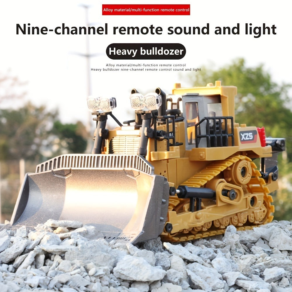 RC Excavator Toy 1:18 Scale 2.4GHz Remote Control with Metal Scoop 680-Degree Rotation Lights & Sound – Construction Vehicle Set Dump Truck Bulldozer Loader for Boys Ages 8+ Birthday Christmas Gift