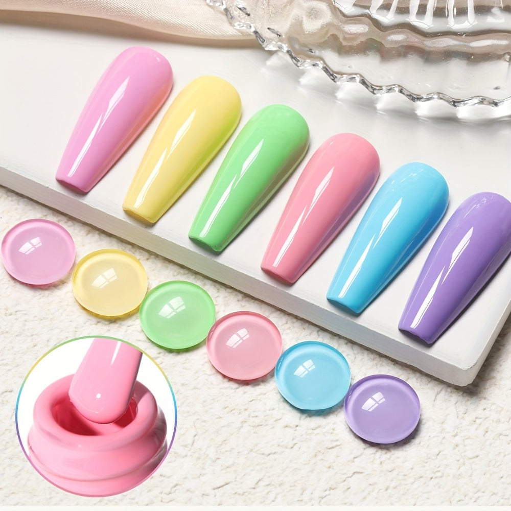 Sweetheart Candy Gel Nail Polish Set 6 Colors – Multicolor Glossy LED Nail Art Kit Long-Lasting Salon Quality Semi Permanent Spring Summer Nail Gel Easy Apply Non-Toxic 6pcs