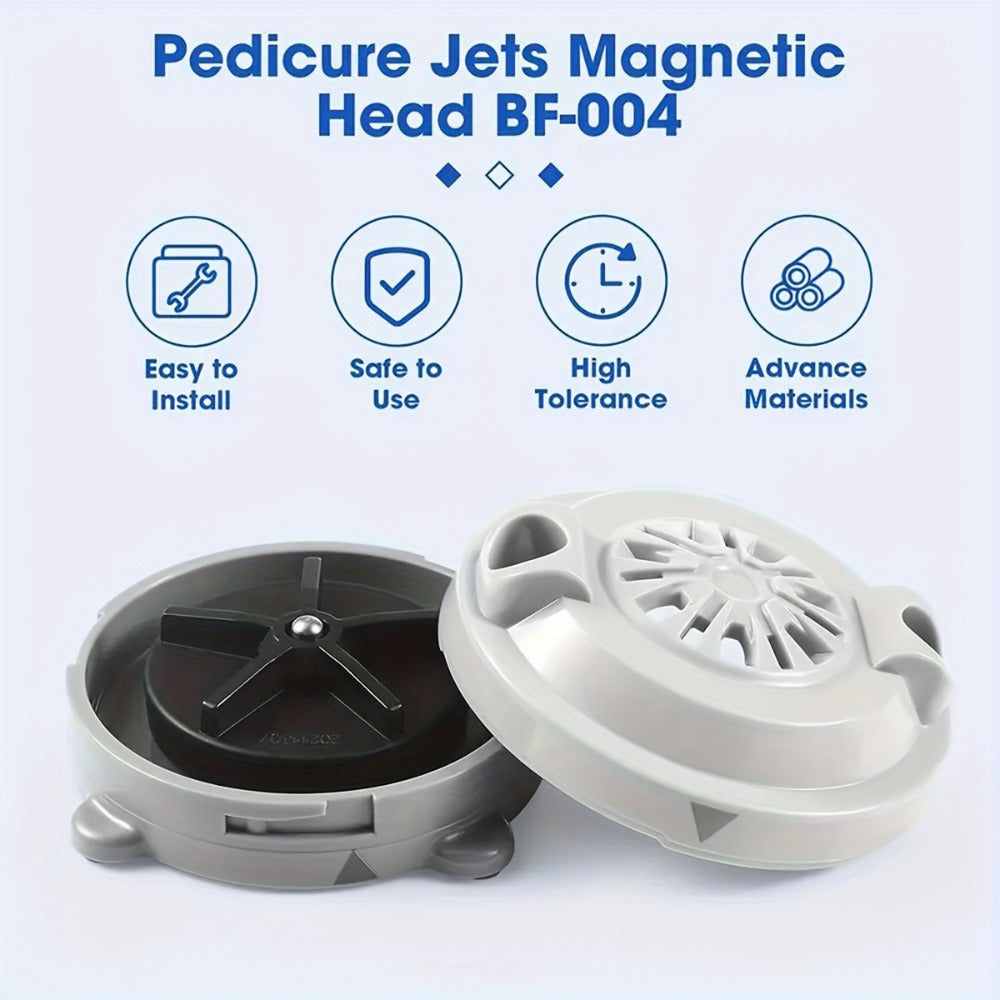 Magnetic Pipeless Jet Head Motor Replacement for Pedicure Spa Chair — Rotating Jet with Propeller & Cap, 4-Pin Connection, Luraco Compatible, Easy Clean, Durable Plastic, Grey