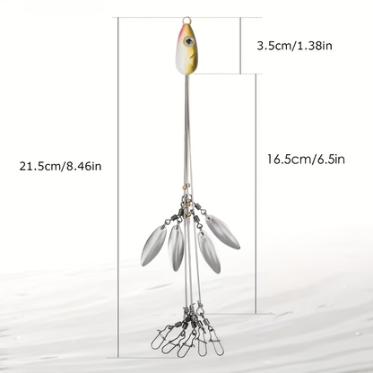 Alabama Umbrella Rig Fishing Lure Set 7 Pack - 5-Arm Multi-Head Bass Lure with Ultralight Tripod Frame, Beginner Friendly Swimbait Rig for Bass Walleye Striper, Mixed Color Freshwater Fishing Tackle