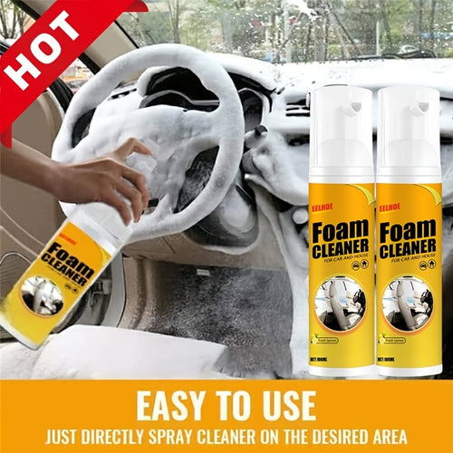 2pcs 6.76oz Multi-functional Foam Cleaner Automotive Interior Plastic Instrument Panel Care Steering Wheel Decontamination Seat Wash Free Spray