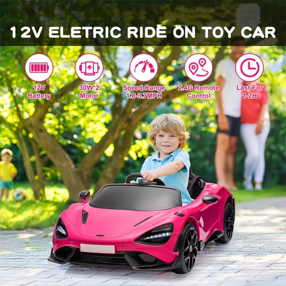 12V Kids Ride On Car Electric Vehicle with Hydraulic Doors Remote Control LED Lights MP3 Player 3 Speeds Smooth Start Birthday Christmas Gift Boys Girls
