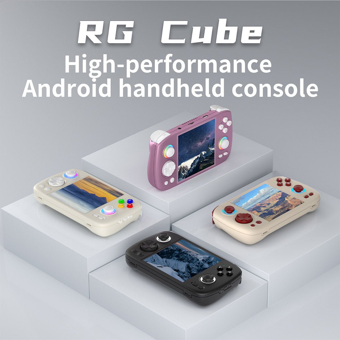 Anbernic RG Cube Retro Handheld Game Console Android 13 Square 3.95" IPS 720×720 Hall Effect Joysticks RGB DP Output 8GB RAM 128GB 5200mAh Battery Drift-Free Portable Emulator for Kids Teens Adults