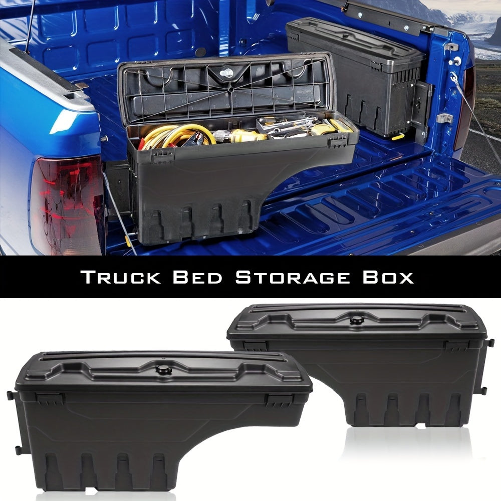 1Pair Lockable Storage Box For Chevy For Silverado For GMC For Sierra 1500 For 2500HD For 3500HD 2007-2018, Lockable Storage Box Case Truck Bed Toolbox