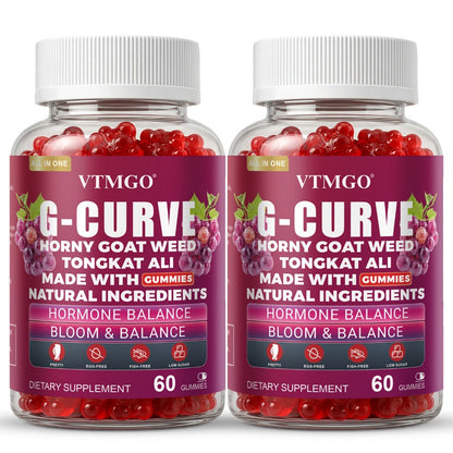 Women's Curve Enhancement Gummies with Maca Root Saw Palmetto Tribulus Terrestris L-Arginine — Natural Body Volumizing & Hormonal Balance Support | Grape Flavor | 60 Count