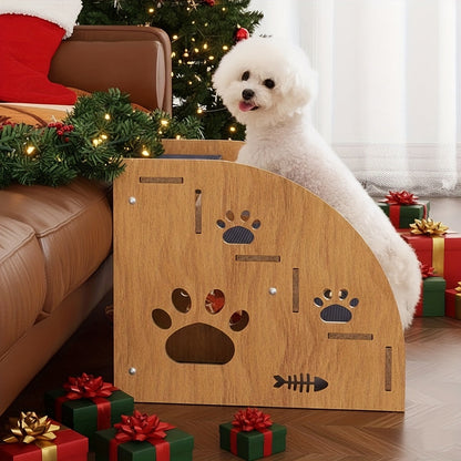 Dog Stairs for Bed & Couch Non-Slip – 3 to 5 Step Pet Steps with Safety Rails, Ramp Design for Small Medium Dogs, Cats & Senior Pets, Wooden & Foam Options Available
