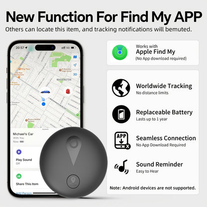 GPS Tracker, Magnetic Smart Locator – Includes Keychain and Magnetic Protective Case, Global Anti-Loss Device, Smart Positioning, No Monthly Fee/No SIM Card Required, IOS Find My Function Only – Suitable for Luggage, Pets, and Wallet Tracking