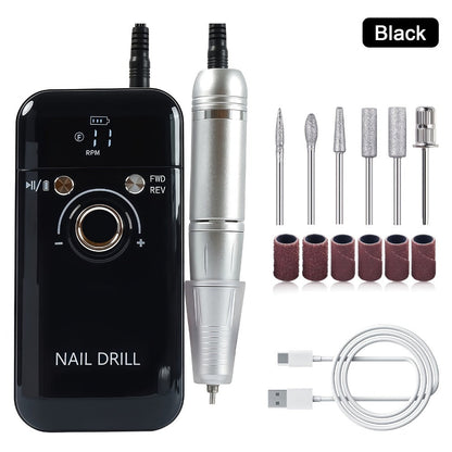 Nail Drill Machine 45000RPM Forward Reverse Rotation Rechargeable with LCD Display Low Noise Electric Nail File for Gel Polish Removal Acrylic Nails Manicure Pedicure Home Salon White Pink Black Purple