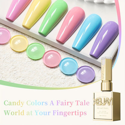 Sweetheart Candy Gel Nail Polish Set 6 Colors – Multicolor Glossy LED Nail Art Kit Long-Lasting Salon Quality Semi Permanent Spring Summer Nail Gel Easy Apply Non-Toxic 6pcs