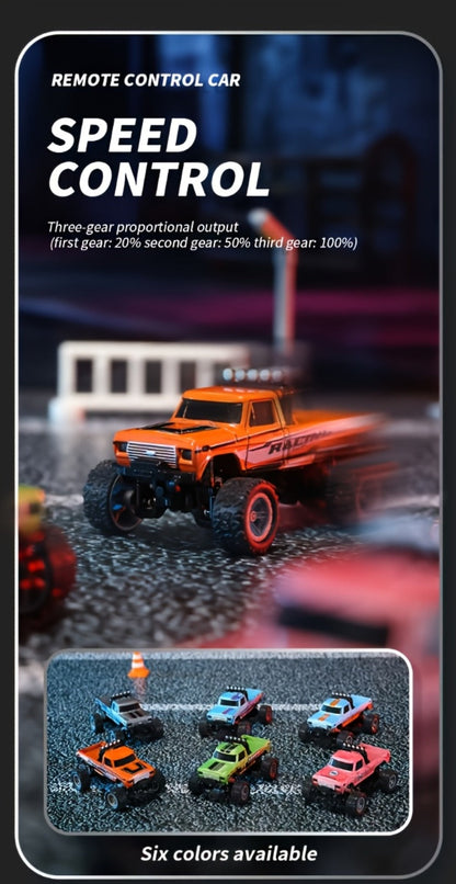 Mini RC Car 1/64 Scale High-Speed Off-Road Monster Truck – 2.4GHz Alloy Die-Cast Remote Control Car with Shock Absorber, All-Terrain Climbing RC Toy Gift for Kids Adults Boys