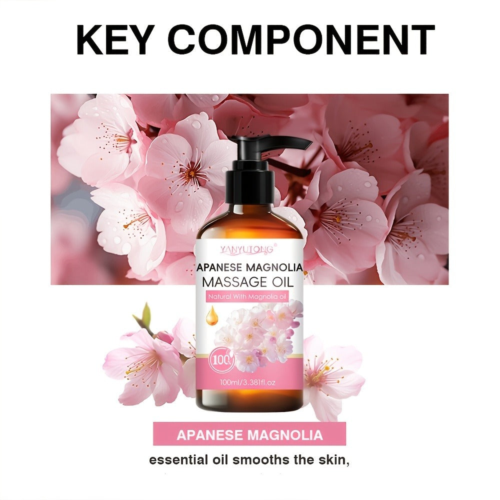 Cherry Blossom Couples Massage Oil with Glycerin 100ml - Nourishing Hydrating Aromatherapy Body Oil Natural Relaxing Floral Scent All Skin Types