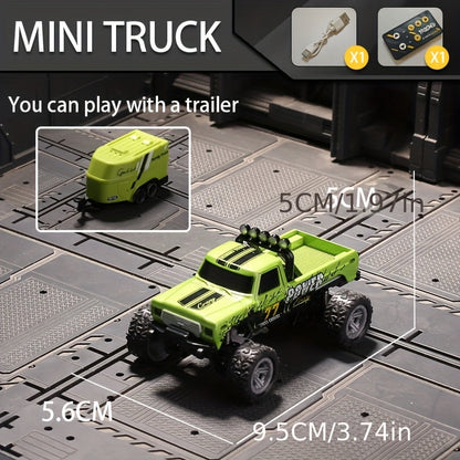 1:64 Scale Mini RC Car Alloy Off-Road Truck with Shock Absorbers – Pocket-Sized Remote Control Car for Boys Ages 6 7 8 9 10, Birthday Christmas Halloween Gift (Gray/Teal/Blue/Mixed)