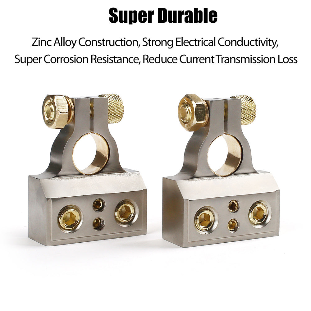 1 Pair Dual 1/0 4 8 10 Gauge Positive & Negative Battery Terminal Connectors with Spacer Shims for Auto Car Marine Boat
