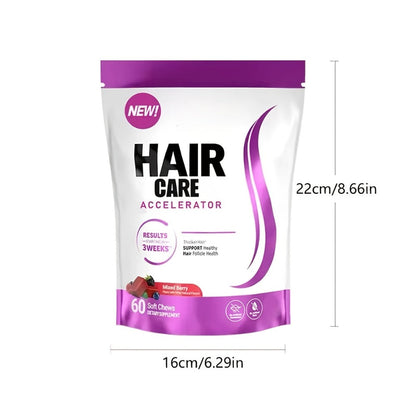 Lustriva Hair Growth Chews with Biotin & Mixed Berry – Clinically Studied Formula for Thicker, Stronger Hair | Hair Accelerator Supplement for Women & Men | 60 Chewable Gummies