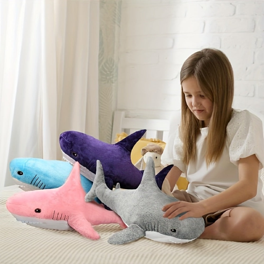 Shark Stuffed Animal Pillow – Soft Cute Plush Throw Pillow for Couch & Kids Room, Birthday Gift for Girls, Women & Ocean Animal Lovers, Mixed Colors
